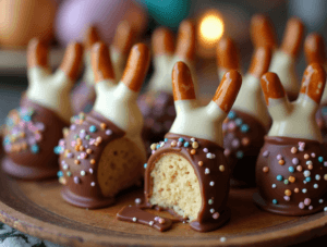 Chocolate-Dipped Bunny Pretzels 3