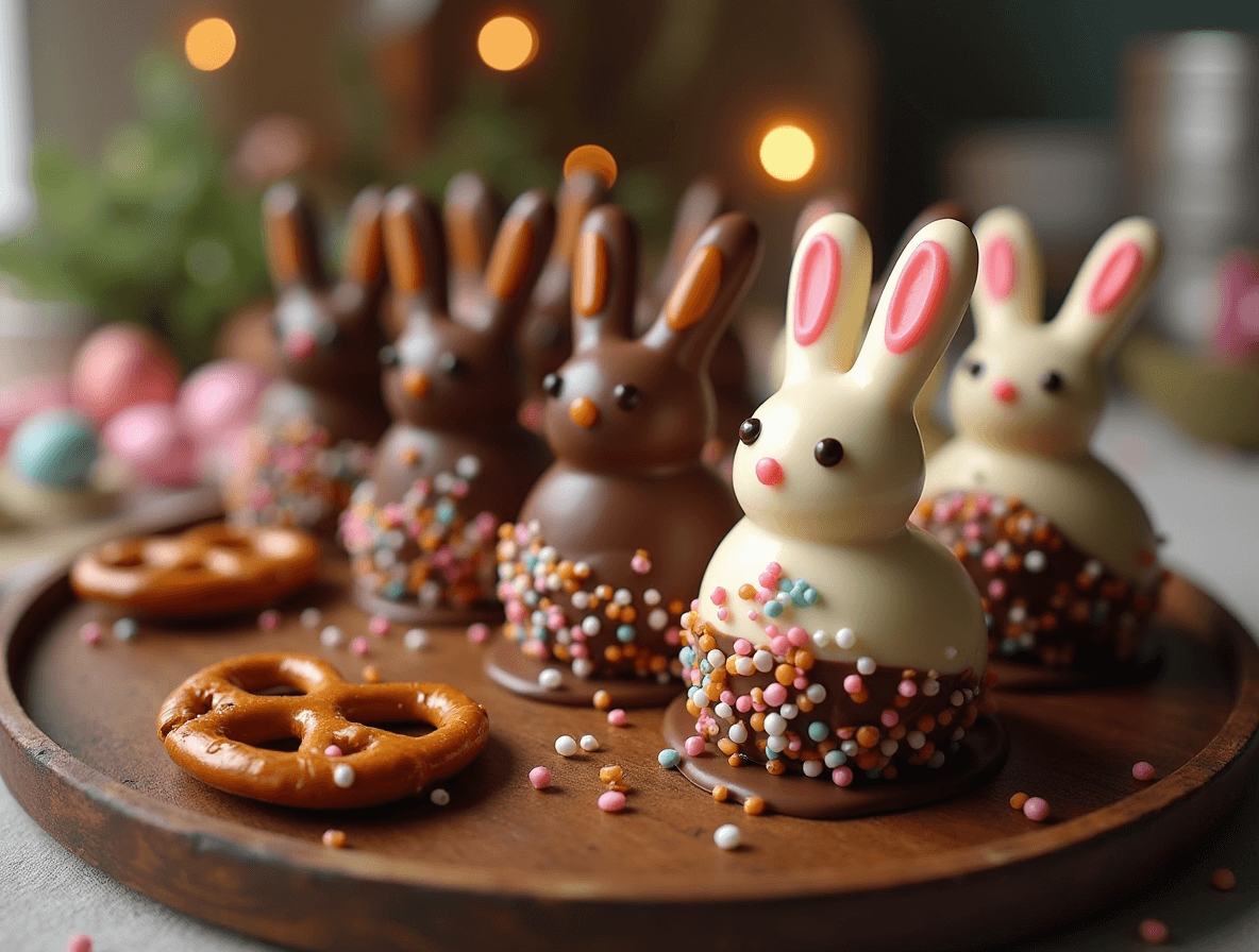 Chocolate-Dipped Bunny Pretzels 2