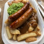 Sausage, Chips, Mushy Peas & Gravy Pan-Fry