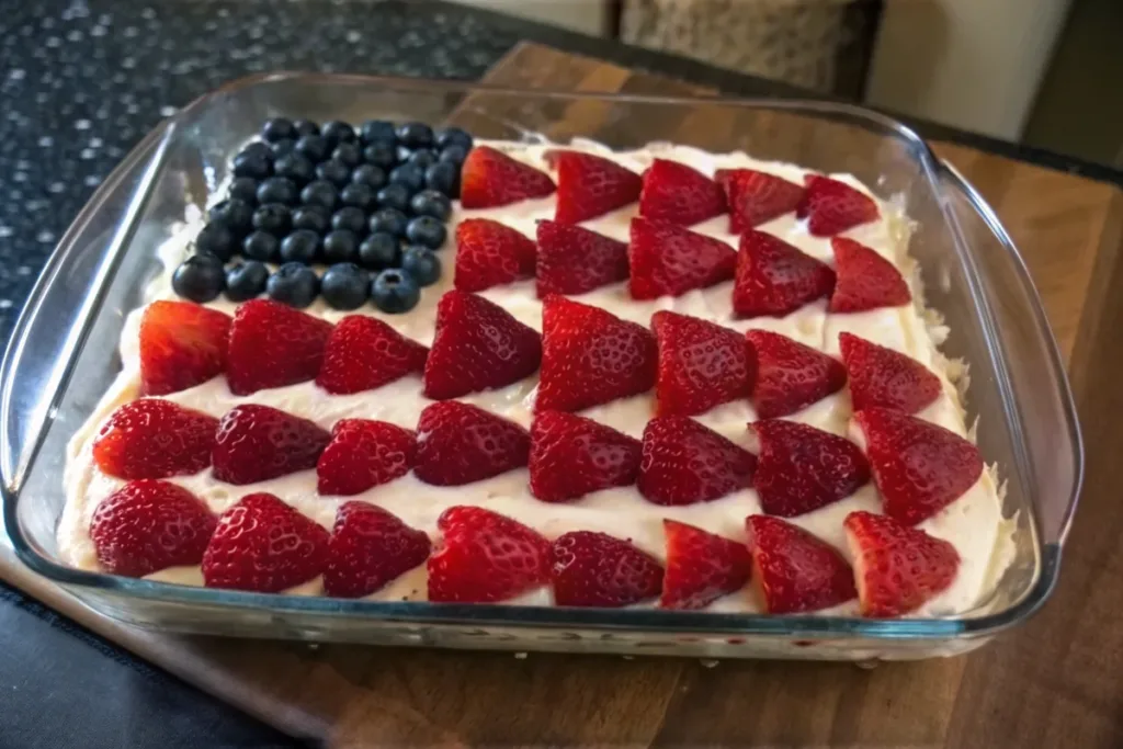 No-Bake Cheesecake Flag Cake