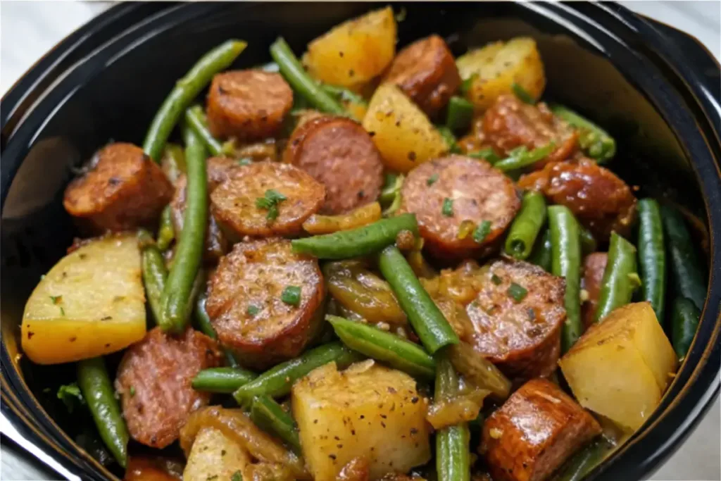 Crockpot Kielbasa and Green Beans