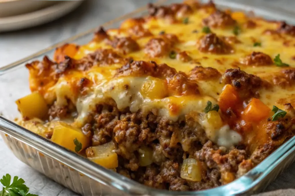 Hobo Casserole with Ground Beef & Potatoes