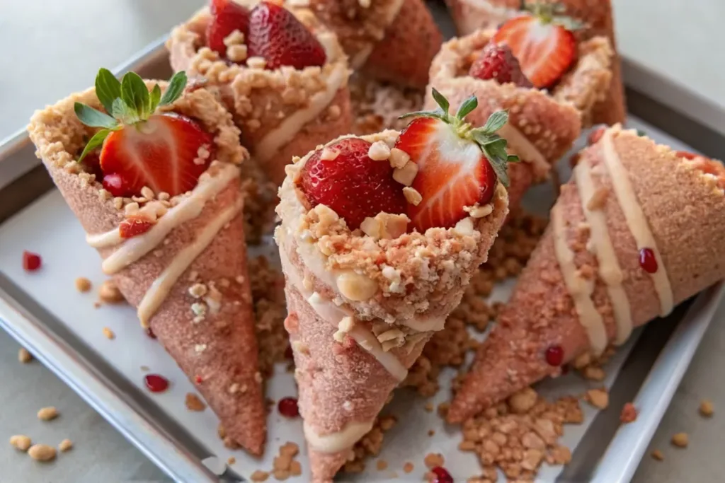 Strawberry Crunch Cheesecake Cones