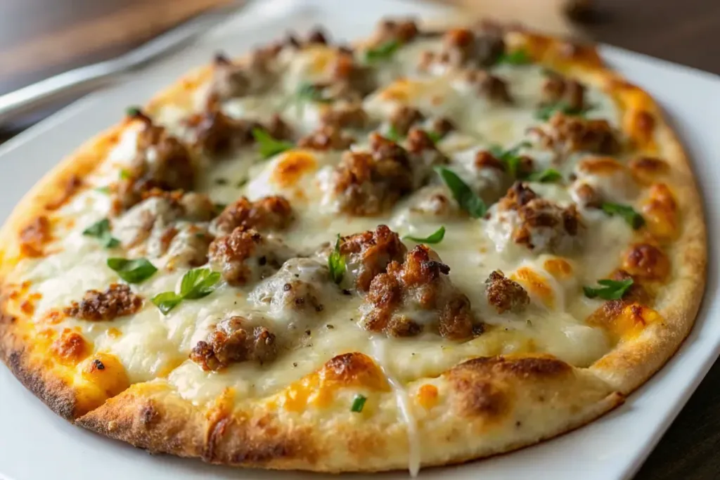 Biscuits and Sausage Gravy Breakfast Pizza