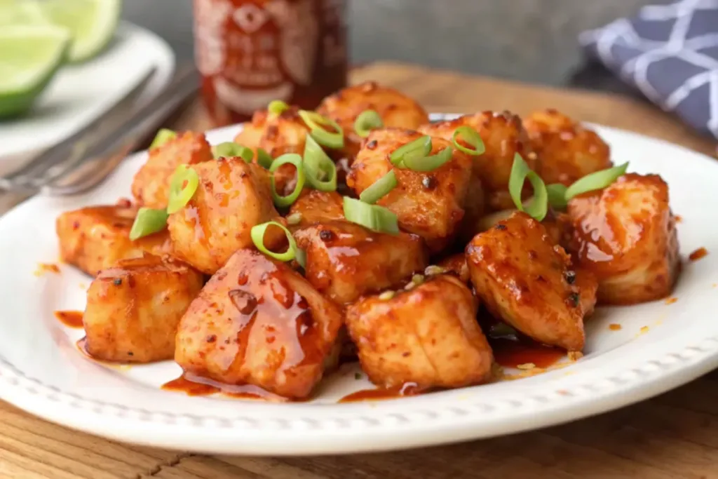 Air Fryer Honey Sriracha Salmon Bites