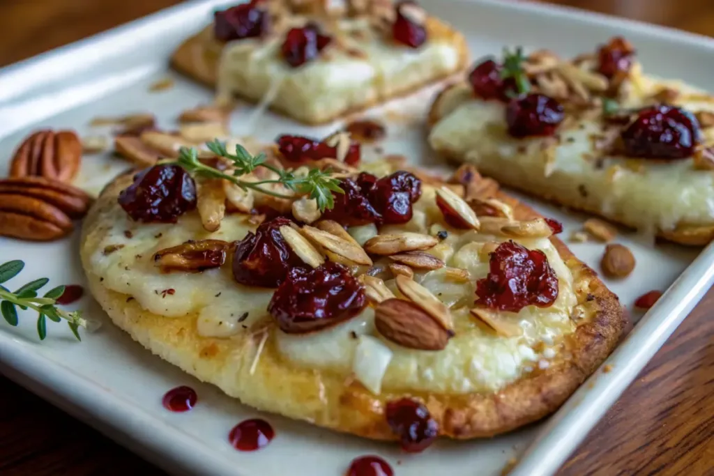 Crispy Flatbread with Brie, Cranberries & Toasted Almonds