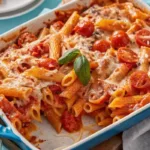 Creamy Pasta Bake with Cherry Tomatoes and Basil