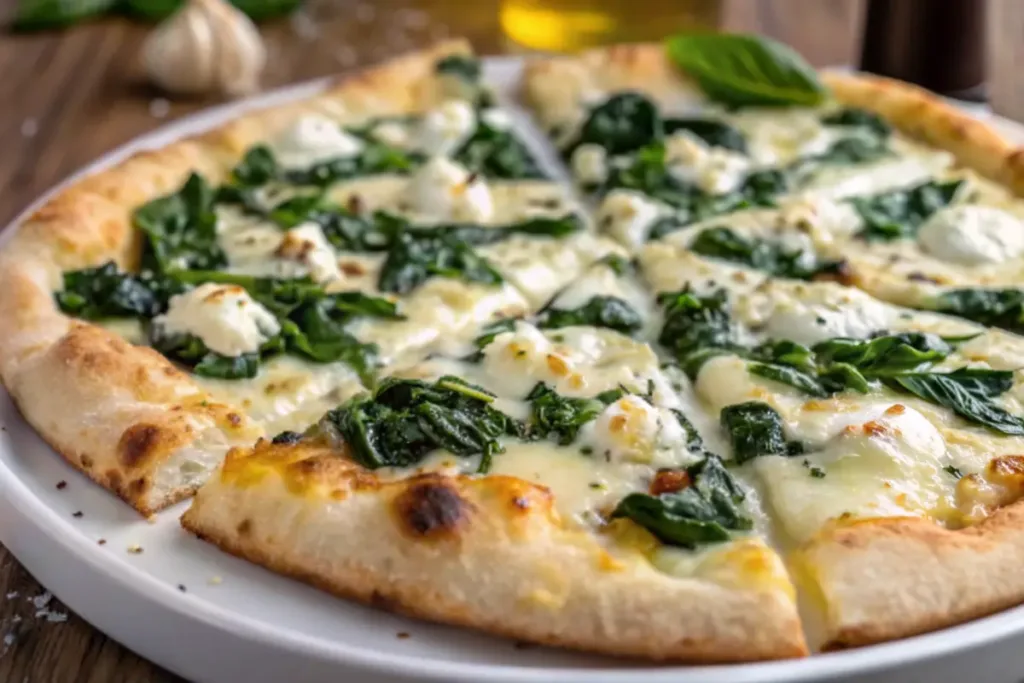 Greek Roasted Garlic Spinach White Pizza Delight