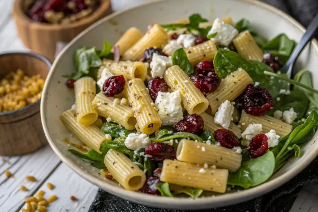 Feta & Cranberry Rigatoni Salad with Lemon Vinaigrette