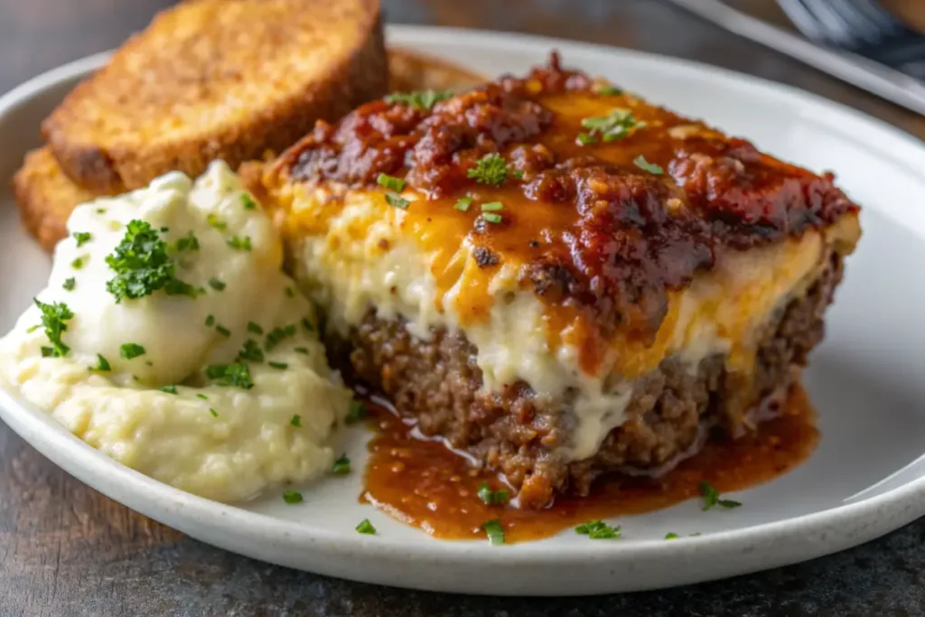 Meatloaf with Mashed Potatoes and Cheese