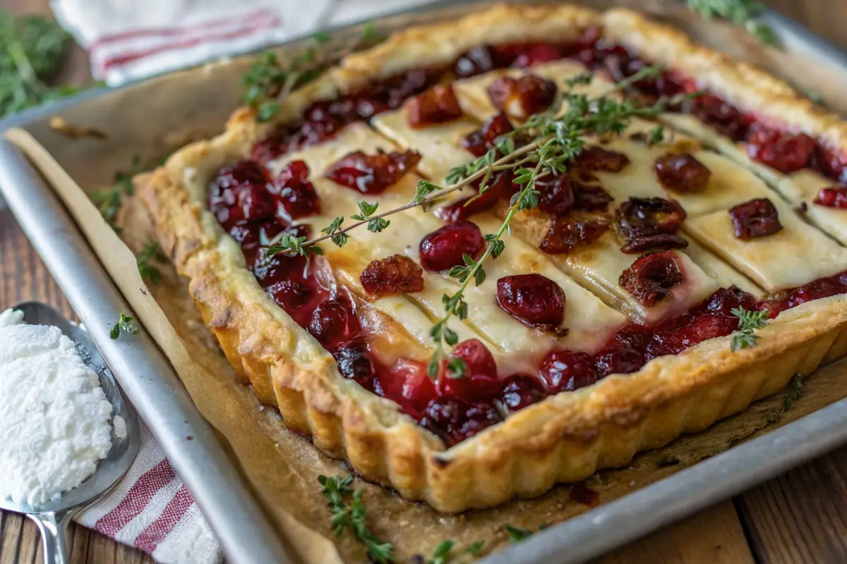 Cranberry Brie Tart with Pancetta & Thyme
