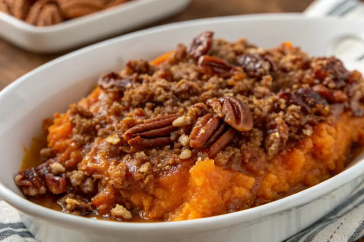 Sweet Potato Casserole with Brown Sugar Pecan Topping