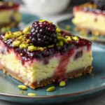 Blackberry Pistachio Cheesecake Bars