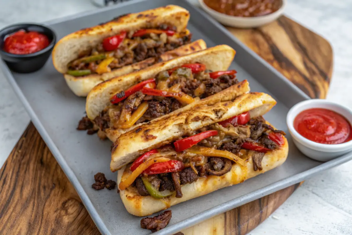 Griddled Pepper Cheesesteaks