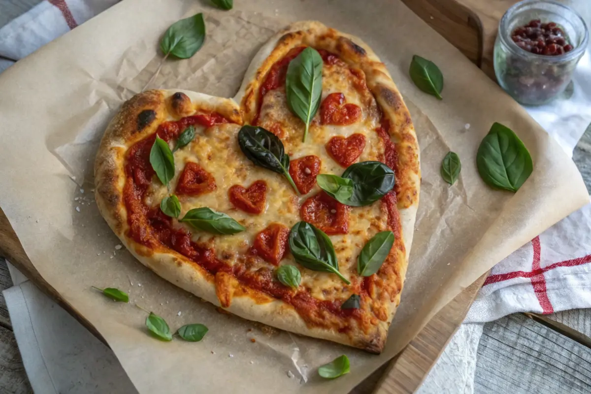 Heart Shaped Basil Pizza