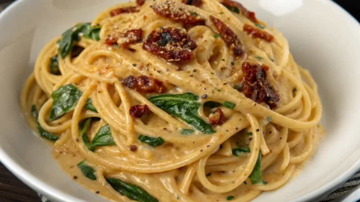 Creamy Sun-Dried Tomato Pasta with Spinach