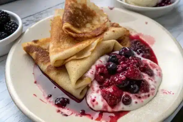 Berry Yogurt Crêpes with Warm Berry Compote: A Simple, Delicious Breakfast Anyone Can Make