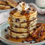 Fluffy Chocolate Chip Pancakes with Drippy Syrup