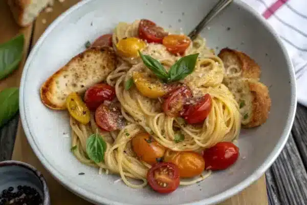 Easy Cherry Tomato Basil Pasta (Ready in 15 Minutes!)