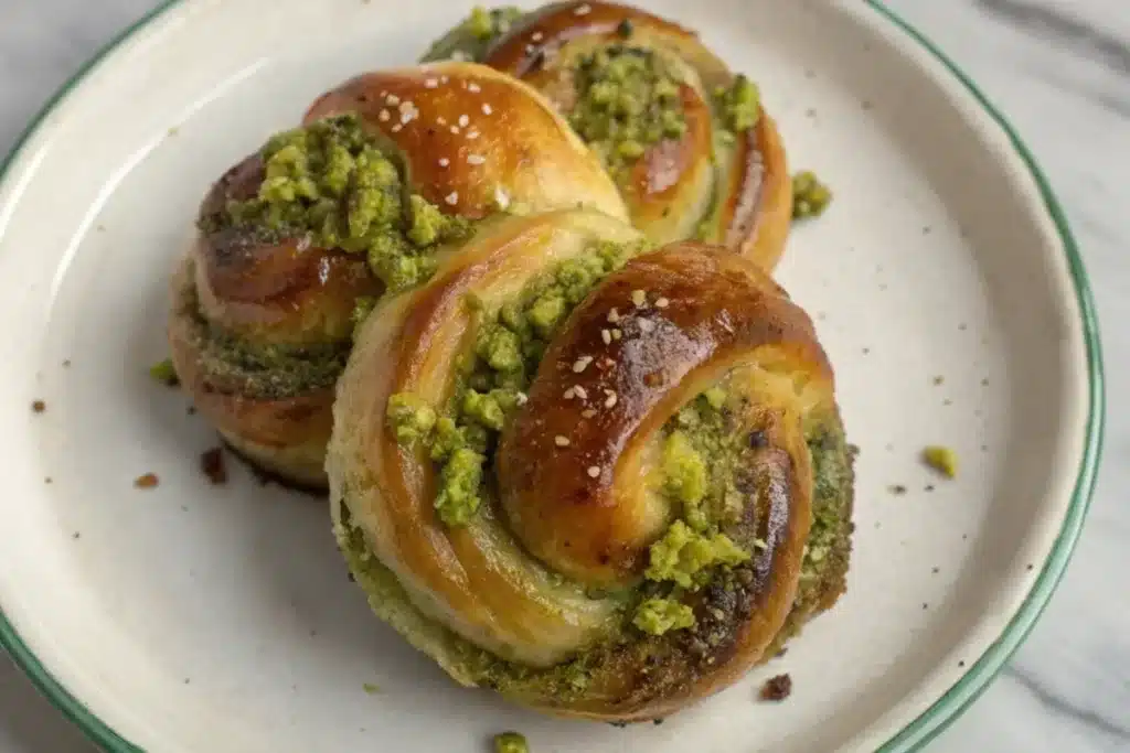 Soft & Glossy Pistachio Brioche Knots