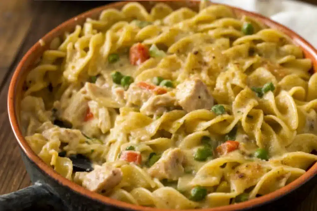 Creamy Chicken Pot Pie Pasta with Egg Noodles