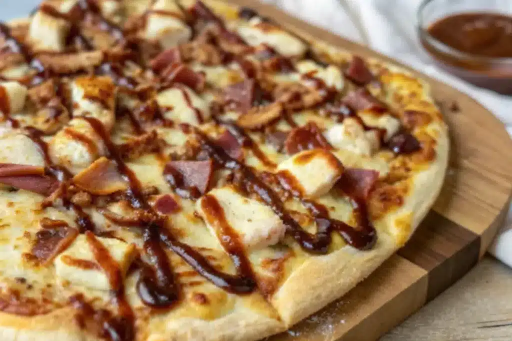 Homemade BBQ Chicken Pizza with Crispy Bacon & Sweet Sauce