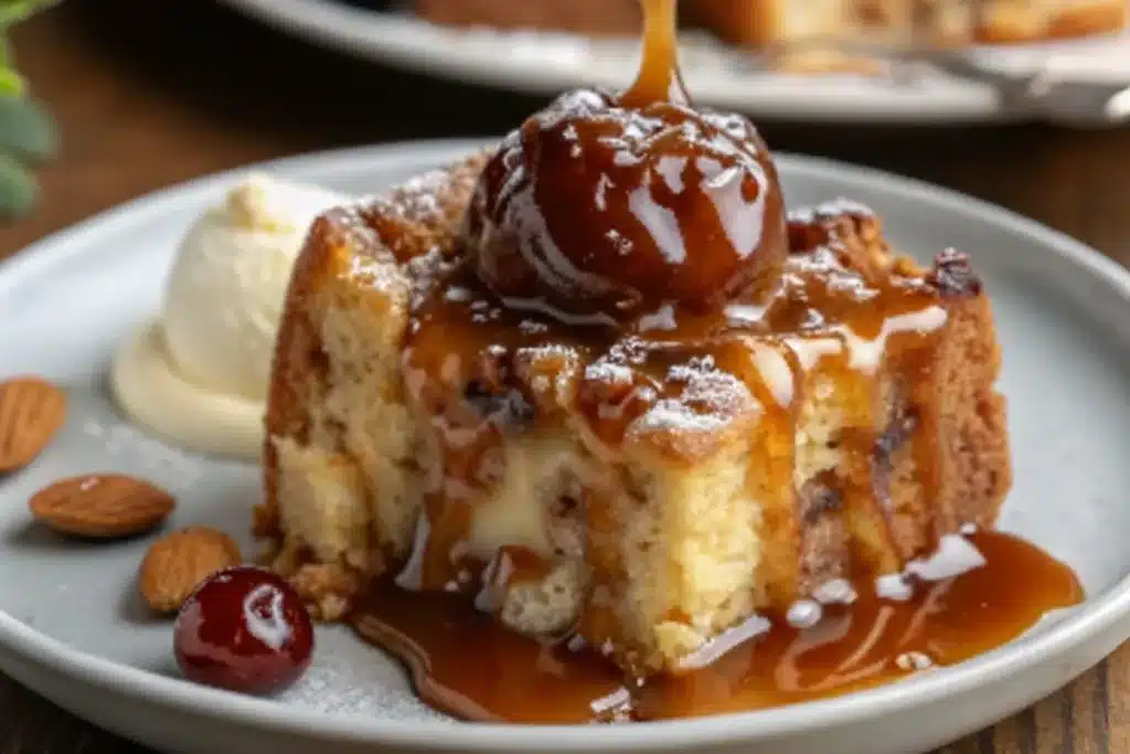 Classic Old-Fashioned Bread Pudding with Rich Caramel Glaze