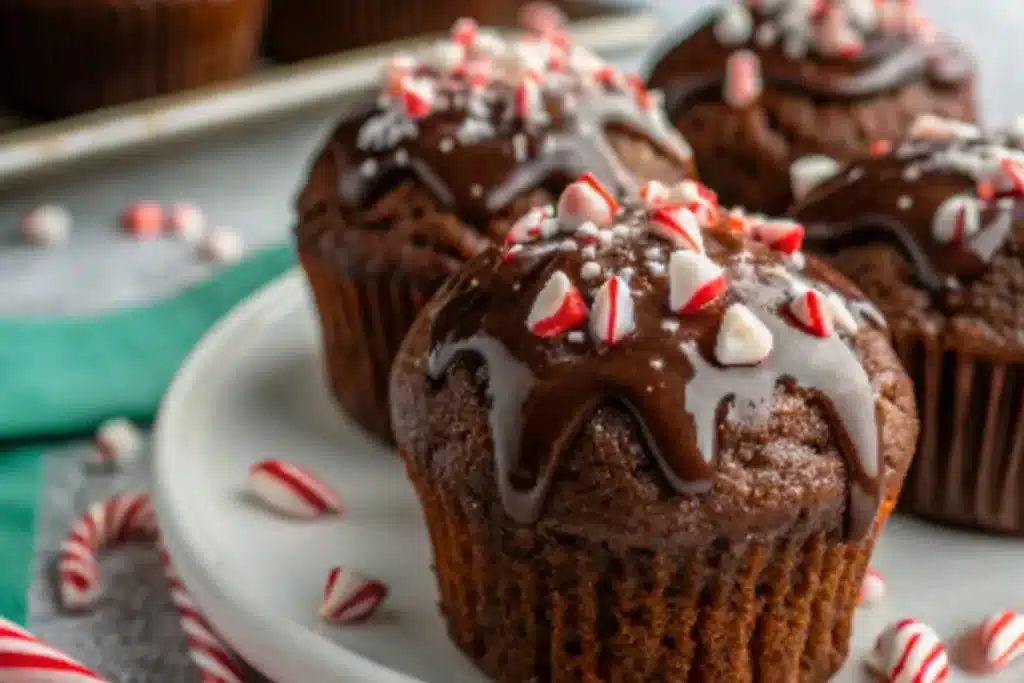 Peppermint Hot Chocolate Muffins
