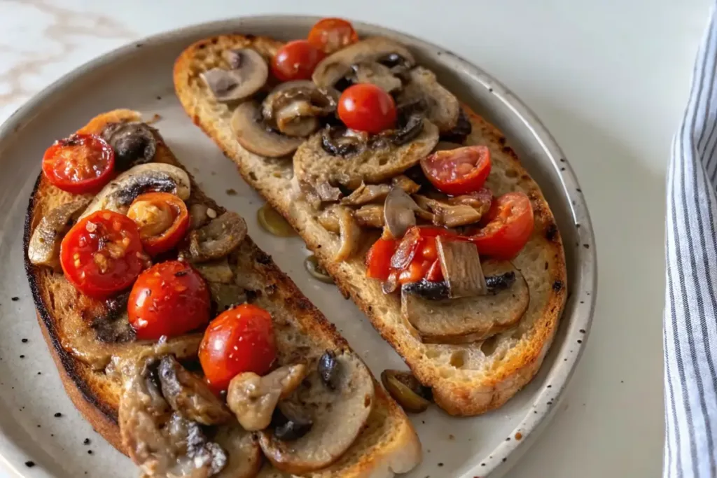 Easy Garlic Butter Mushroom and Roasted Tomato Toast