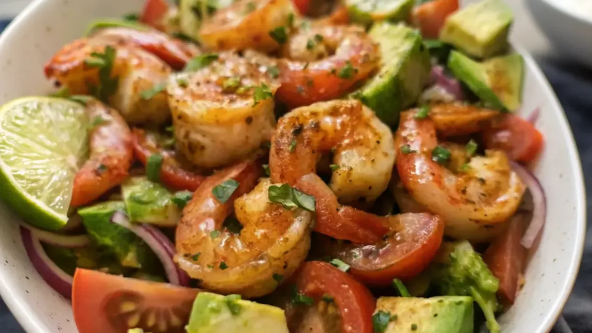 Garlic Butter Shrimp & Avocado Salad