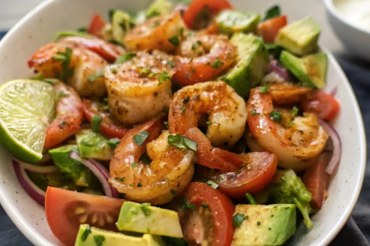 Garlic Butter Shrimp & Avocado Salad