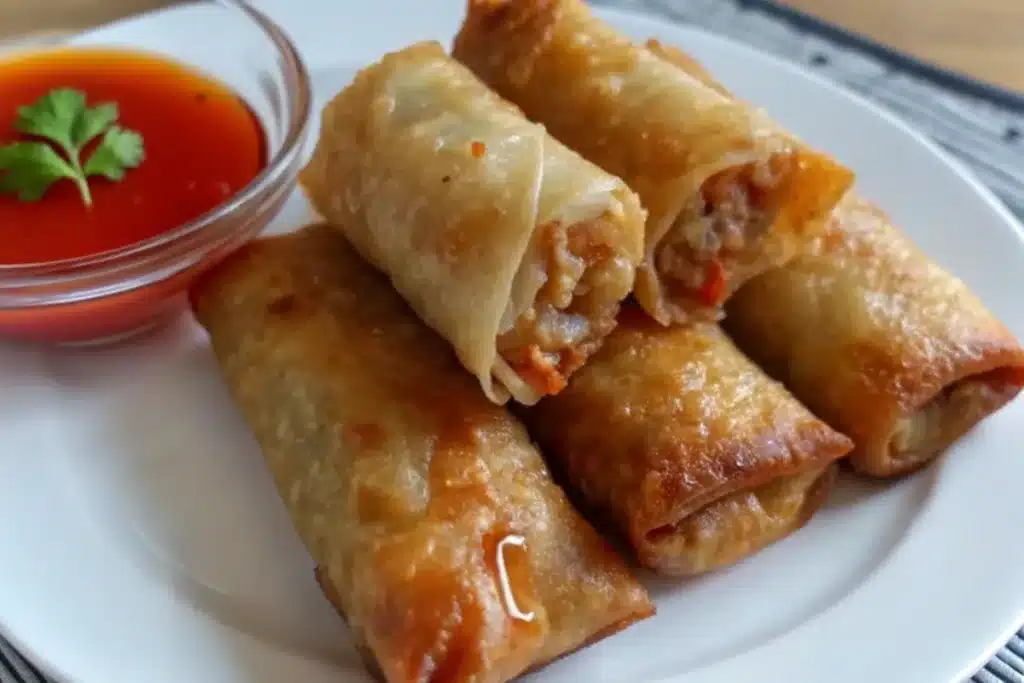 Homemade Egg Rolls with Sweet Chili Sauce