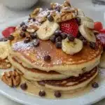 Thick American-Style Pancakes with Walnuts and Chocolate Chips