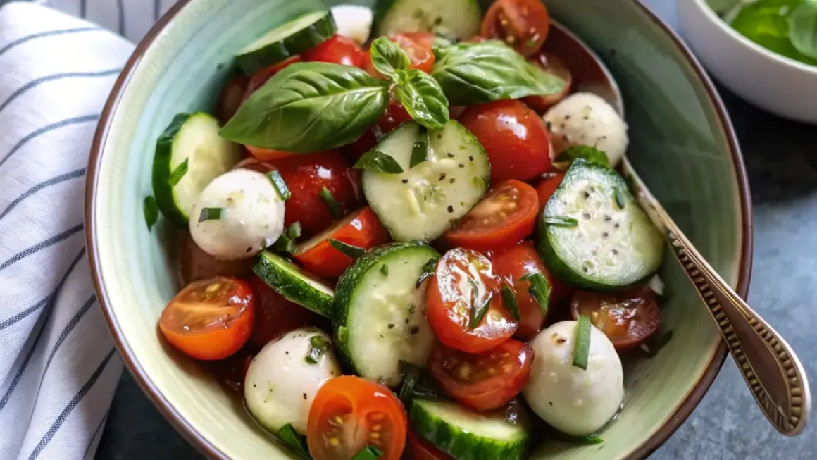 Healthy & Refreshing Tomato Basil Cucumber Salad (Keto-Friendly)
