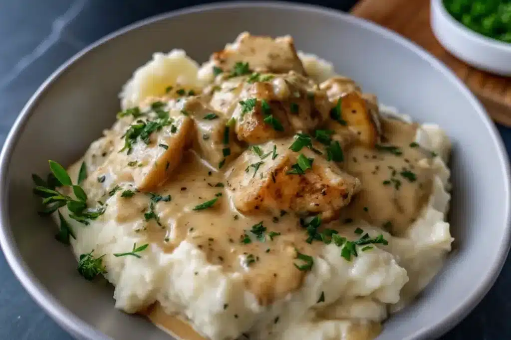 Creamy Garlic Chicken and Mashed Potatoes