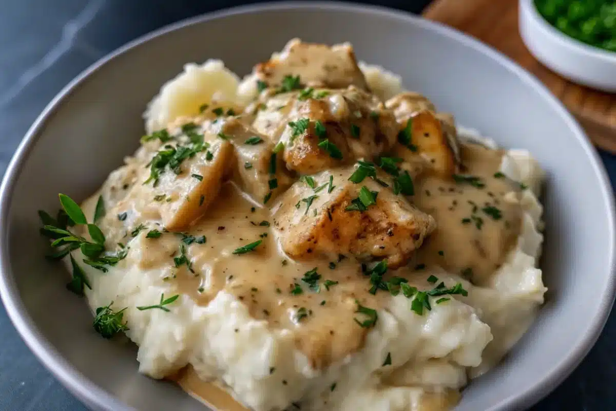 Creamy Garlic Chicken and Mashed Potatoes