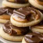 Soft Shortbread Cookies with Caramel and Milk Chocolate