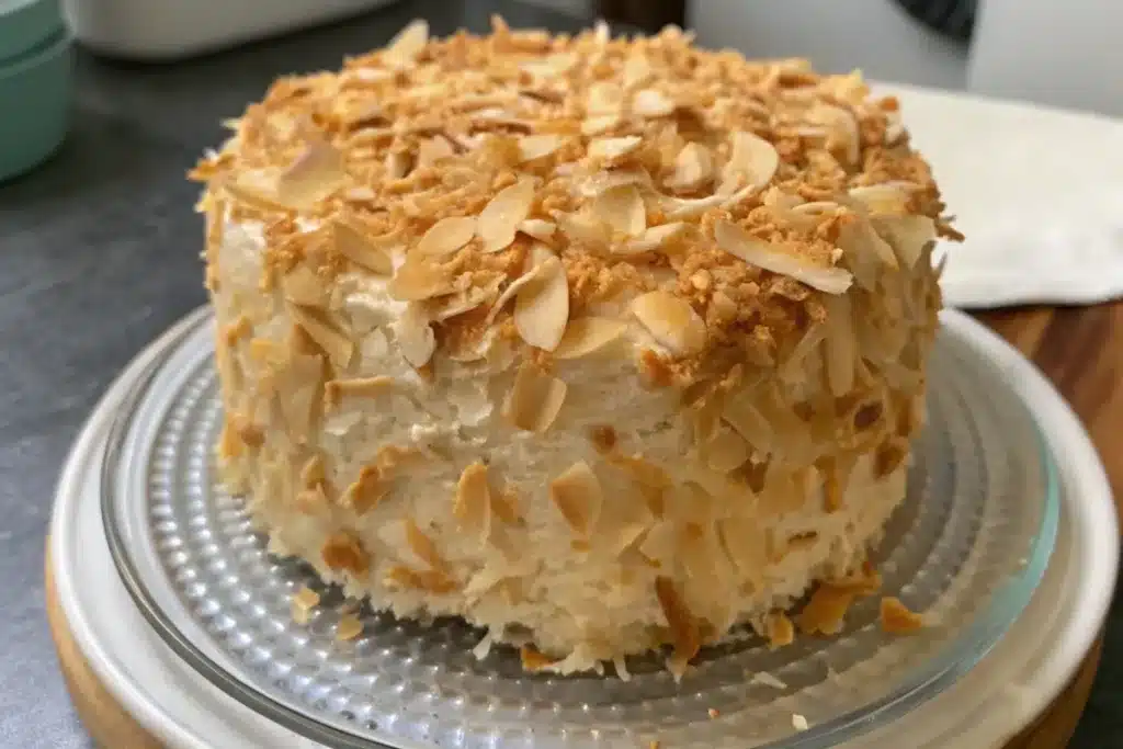 The Ultimate Homemade Coconut Cake with Toasted Flakes