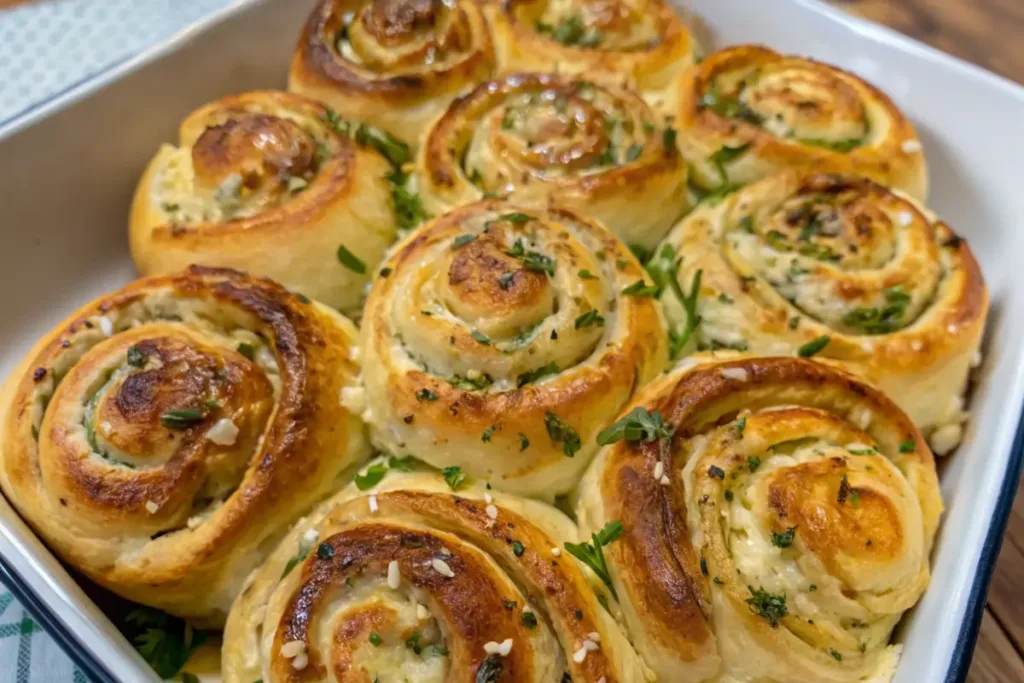 Garlic Herb Savory Cinnamon Rolls with Cream Cheese Filling